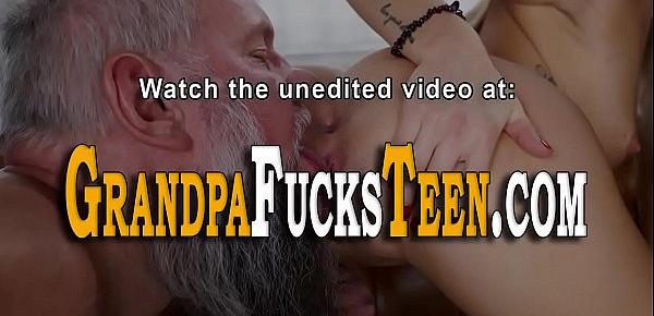  Teen tit fucks old man and rides